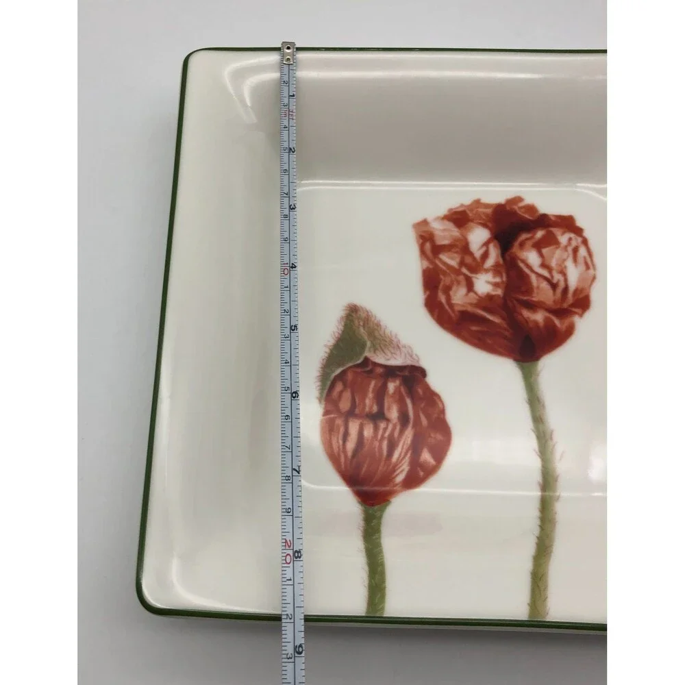 Villeroy & Boch Flora Red Poppy Square Serving Dish Bowl Germany 8.5